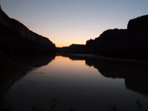Sunset Sky Reflected in River in Labyrinth Canyon